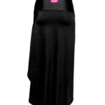 Black practice skirt for belly dancing, elegant and flowing design.