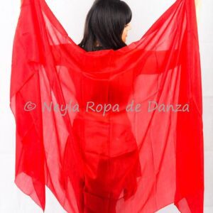 Velo de seda liso rojo para danza del vientre y danza oriental.
