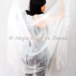 Velo de seda liso blanco para danza del vientre y danza oriental.