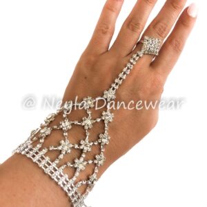Pulsera decorativa con diseño floral brillante y anillo, ideal para bailarinas de danza del vientre – Neyla Dancewear