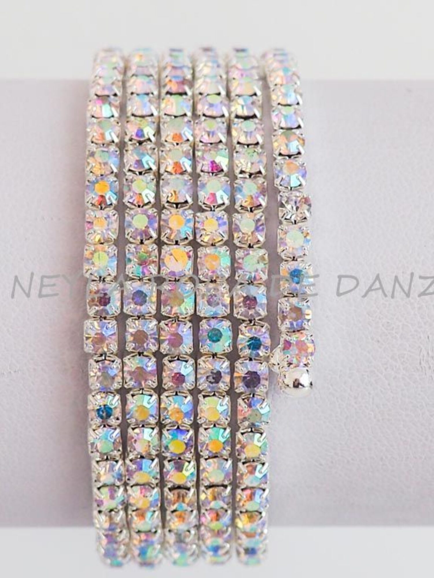 Aurora Borealis rhinestone spiral bracelet for belly dance and oriental dance.