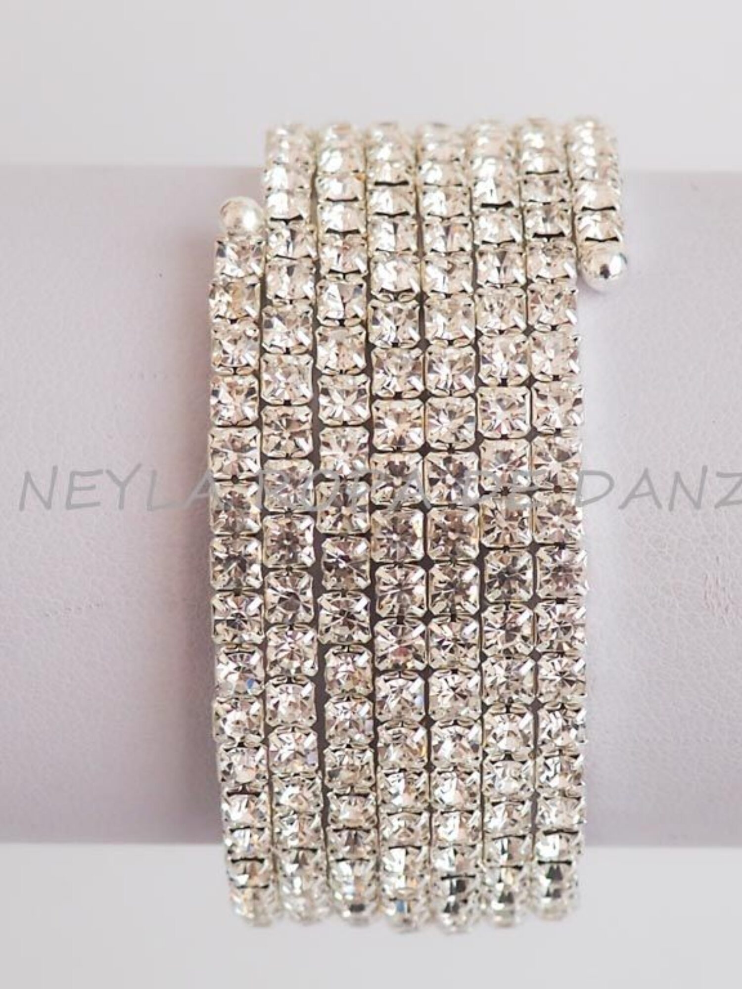 Silver rhinestone spiral bracelet for belly dance and oriental dance.