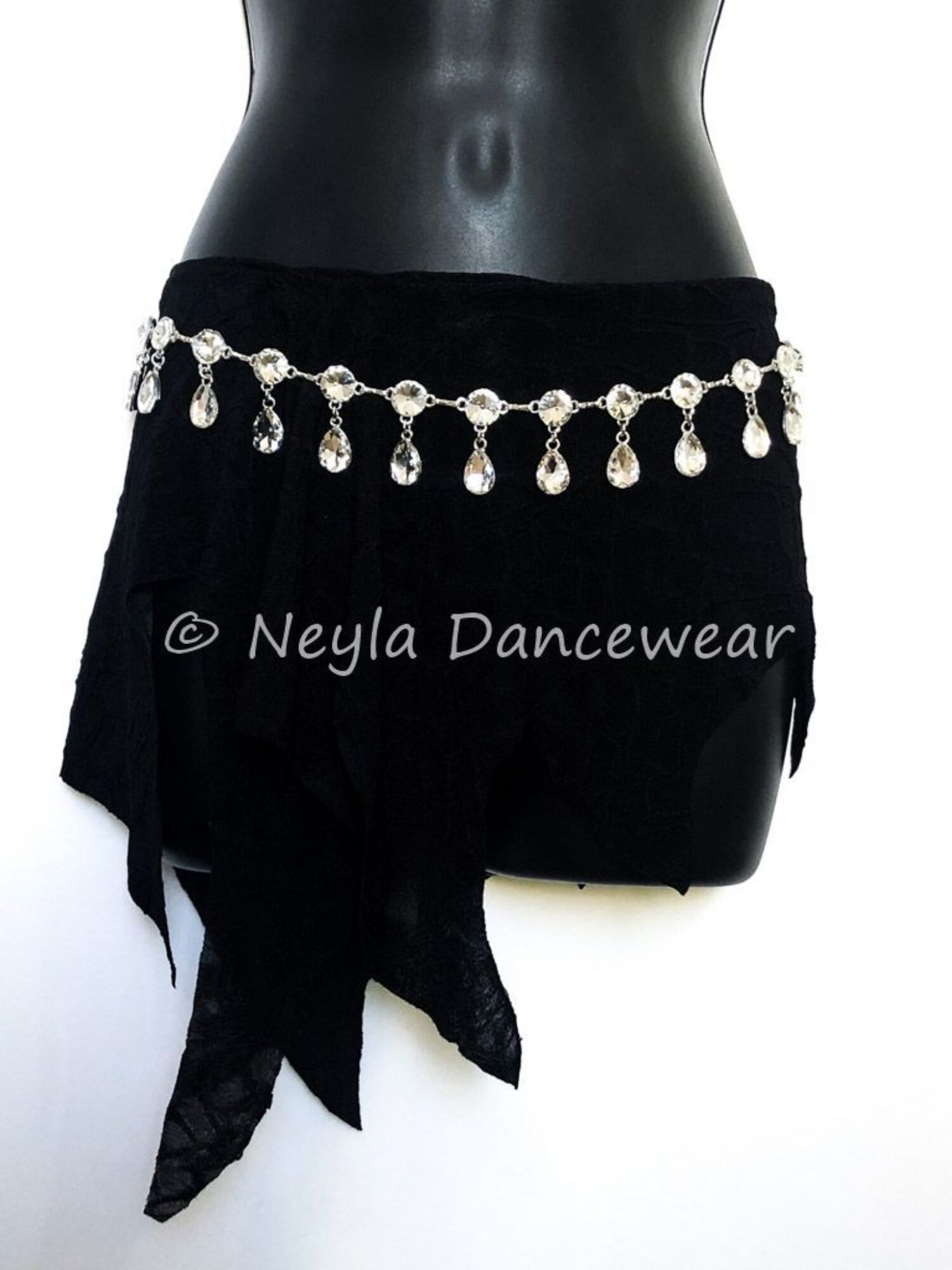 Teardrop rhinestone belt for belly dance and oriental dance.