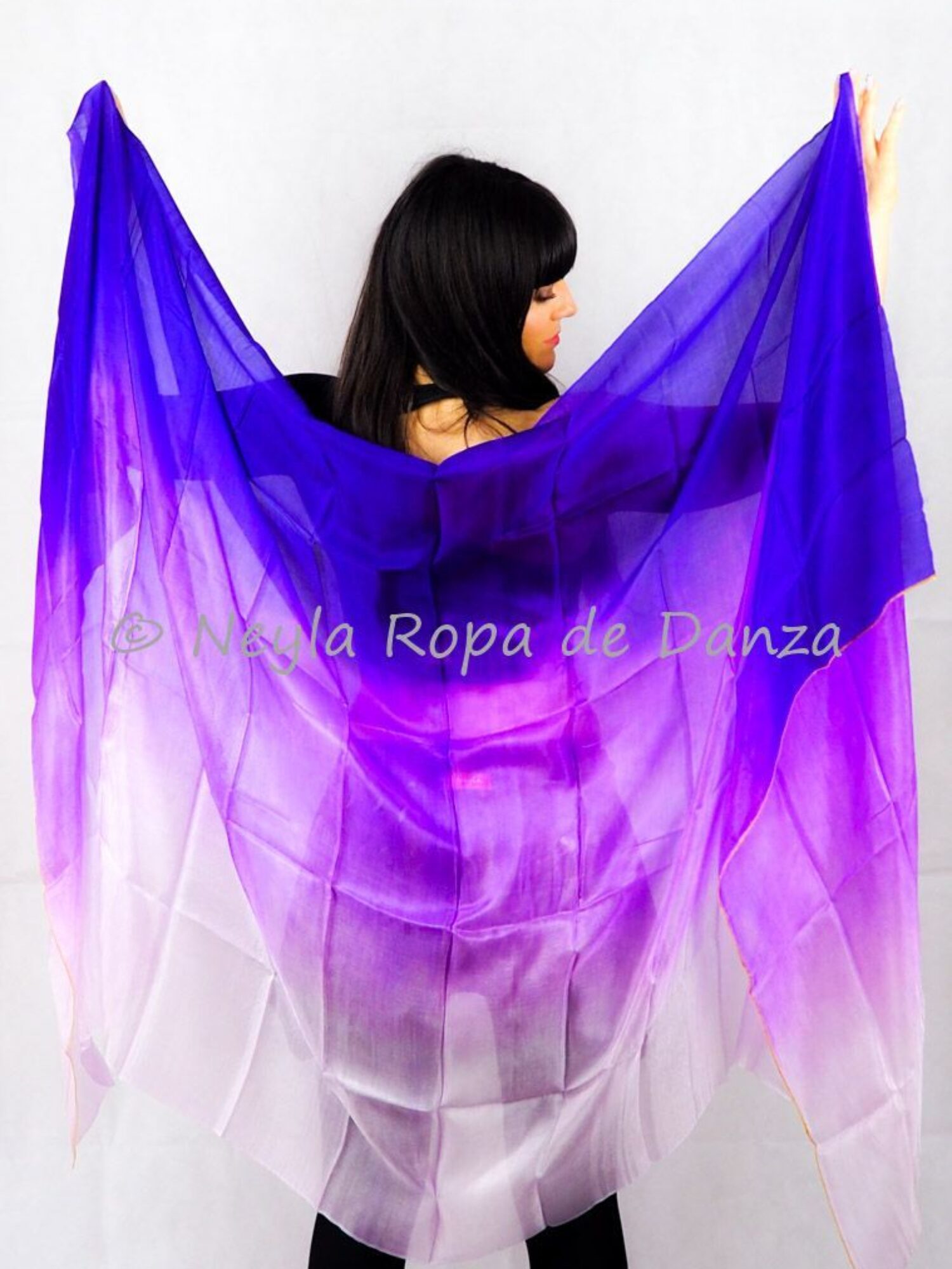Gradient silk veil in purple tones for belly dance and oriental dance.