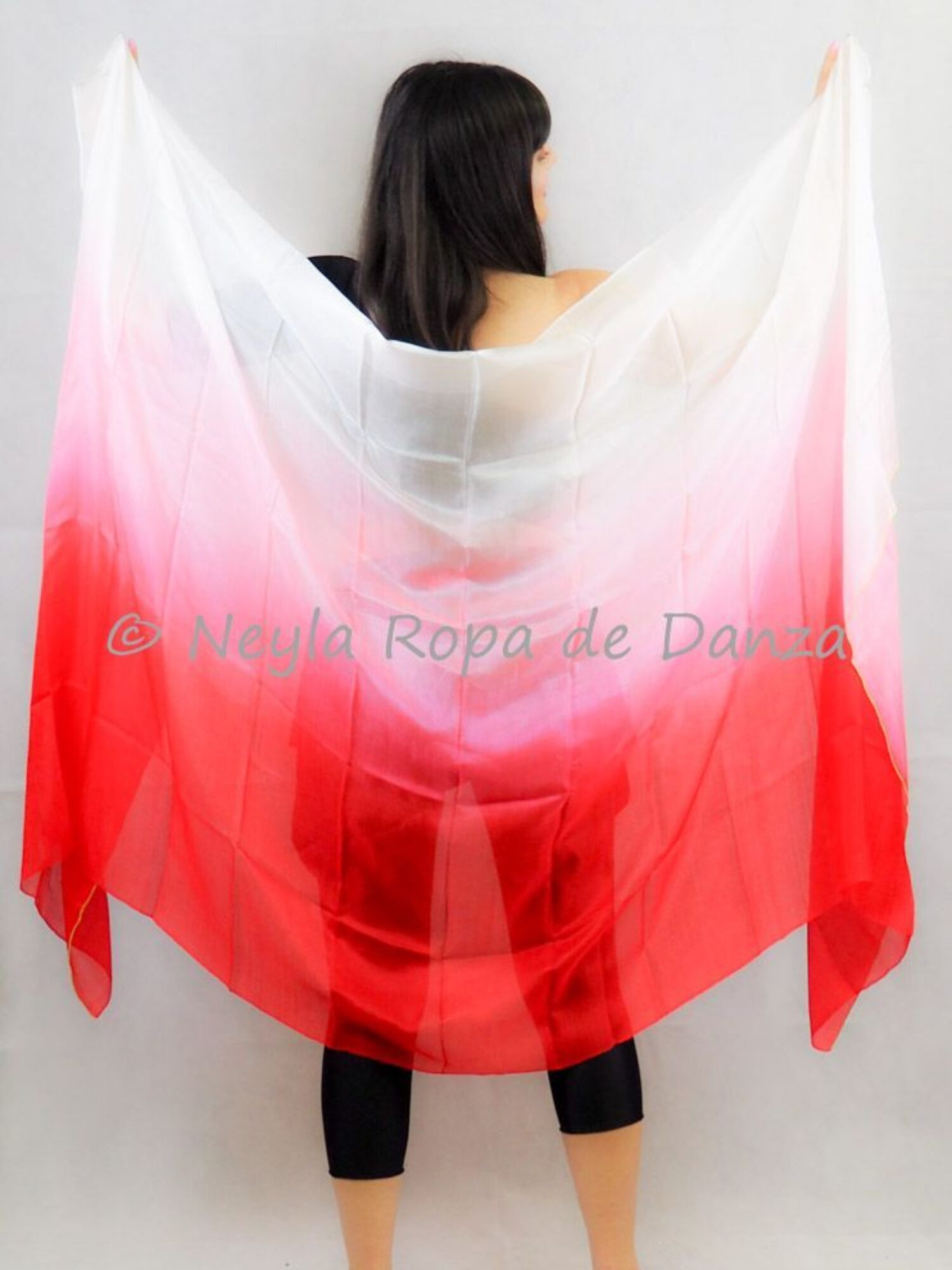 Gradient silk veil in yellow, orange, and pink tones for belly dance and oriental dance.