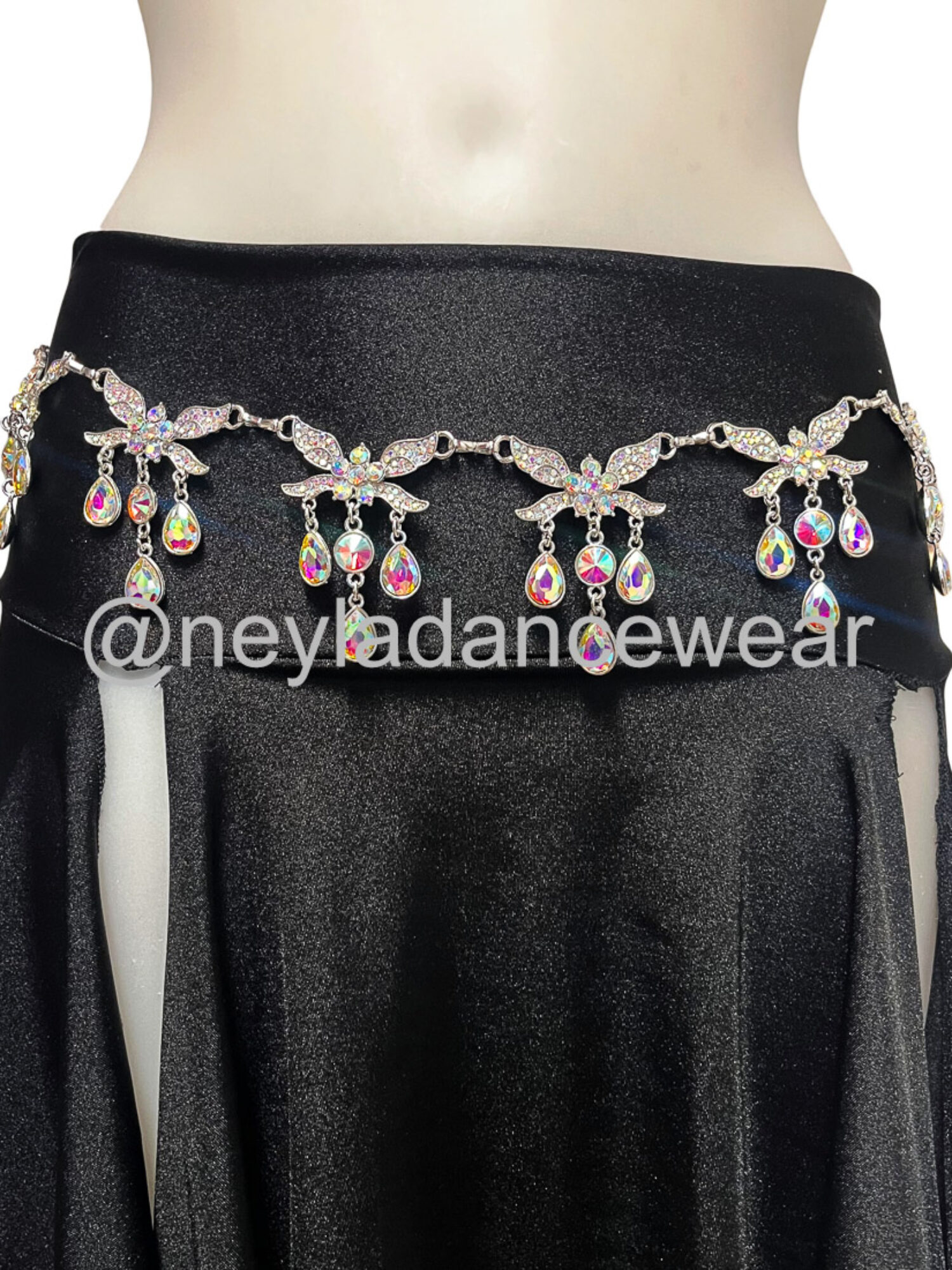 Cinturón de pedrería con mariposas para danza del vientre Neyla Dancewear.