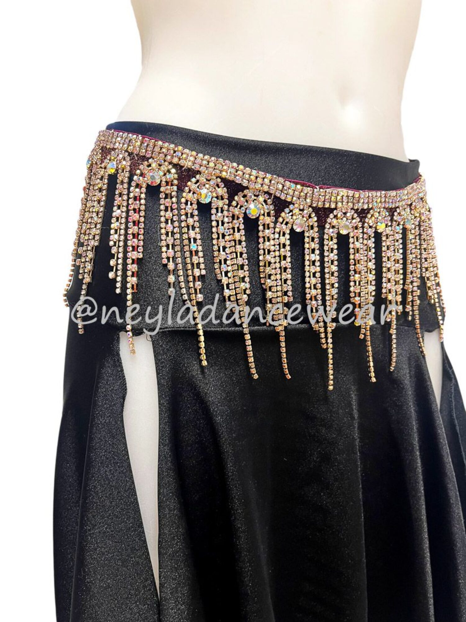 Cinturón Houda con cristales de strass brillantes para danza del vientre, diseñado para resaltar los movimientos y añadir glamour al atuendo de la bailarina